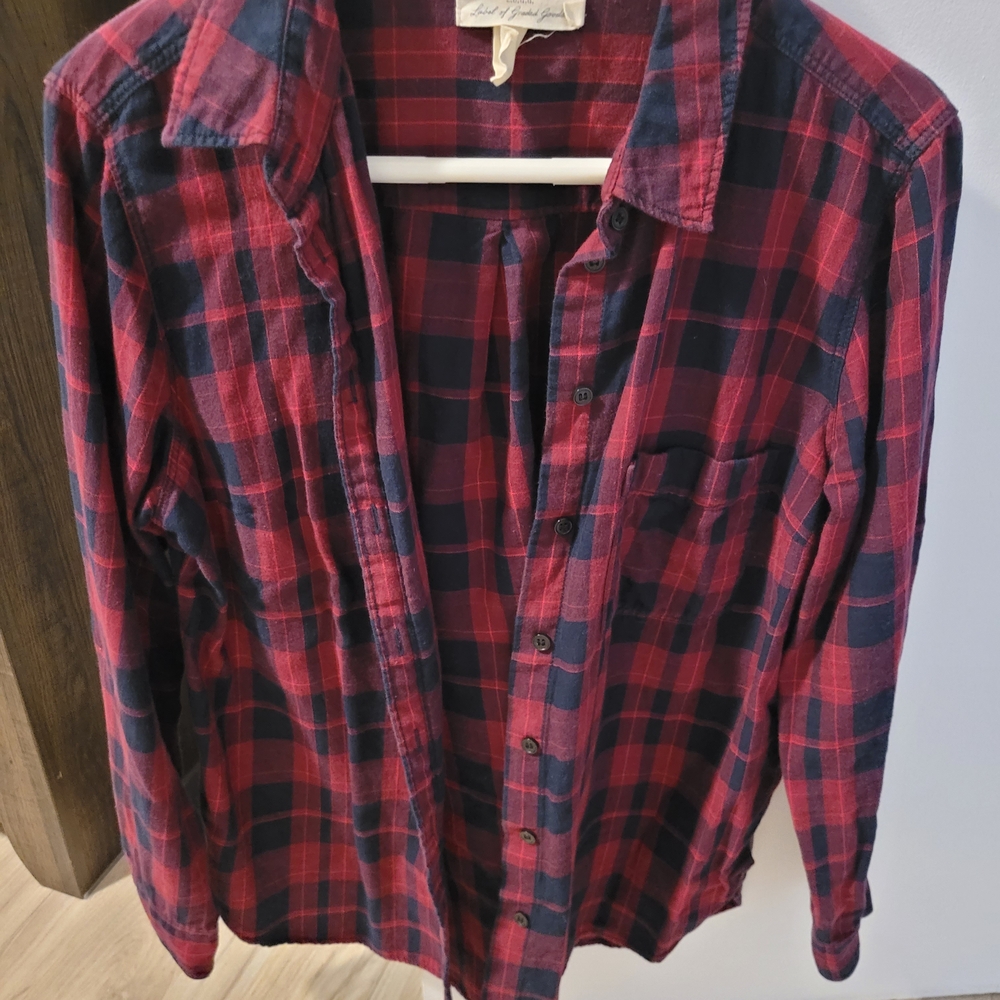 Stylish Red and Blue Plaid Women's Blouse